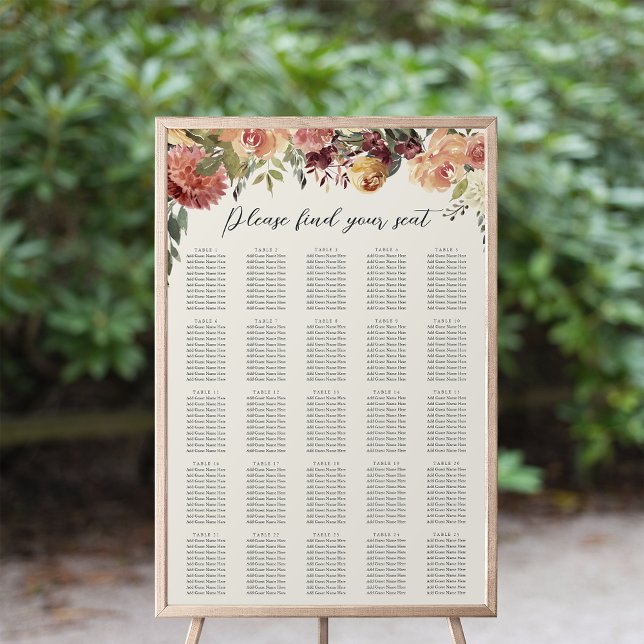 Poster Placa Sentada De Casamento Rustic Bloom Floral XL (Criador carregado)