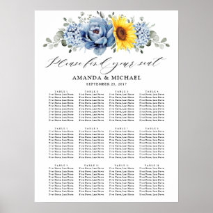Poster Placa Sentada de Pedeno de Sunflower Dusty Blue Sl