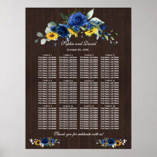 Poster Placa Sentada do Casal Floral de Sol Flor