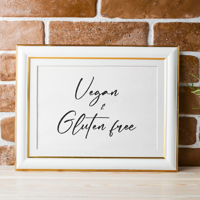Poster Placa Tabletop Livre de Vegan e Gluten com Easel (Criador carregado)