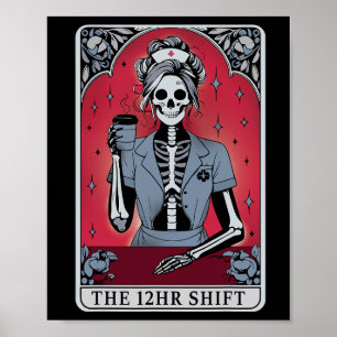 Poster Placa Tarot De Esqueleto De Halloween O Turno De 1