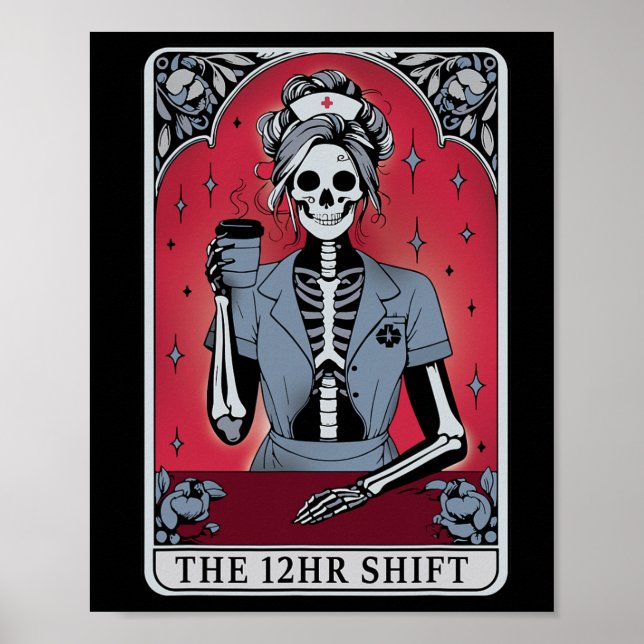 Poster Placa Tarot De Esqueleto De Halloween O Turno De 1 (Frente)