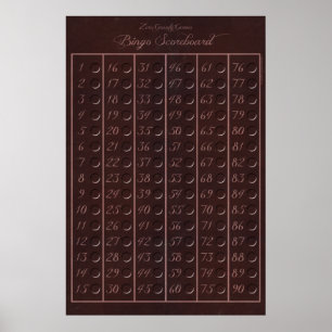 Póster Placar 90 do Bingo - jogos da gravidade zero