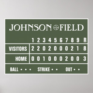 Póster Placar personalizado -36" x 24" do basebol