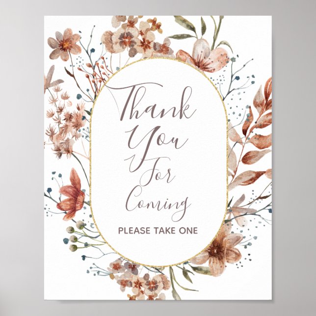 Poster Placas de Agradecimento de Flores Silvestres de Ou (Frente)