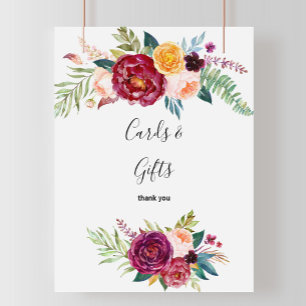 Poster Placas de Aquarela de Presentes e Cartões Florais 