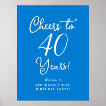 Placas de Boas-Vindas de Aniversário de 40 Anos Bl