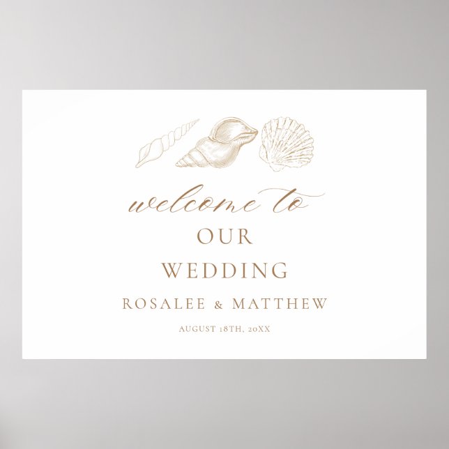 Poster Placas de Boas-Vindas de Casamento com Conchas Dou (Frente)