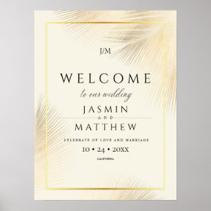 Poster Placas de Boas-Vindas de Casamento com Folhas de P