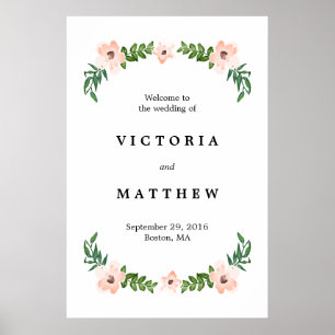 Póster Placas de Boas-Vindas de Casamento Grandes com Vin