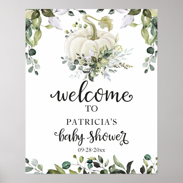 Poster Placas de Boas-Vindas para Chá de Bebê de Abóbora  (Frente)