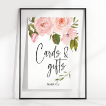 Placas de cartão floral e presentes de rosas cor d