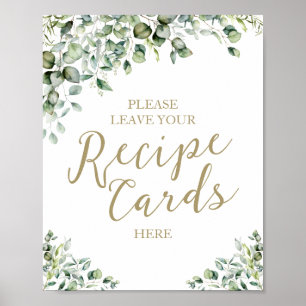 Poster Placas de Cartões de Receitas para Chá de Panela c