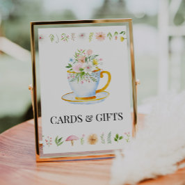 Poster Placas de Cartões e Presentes de Chá com Flores Si