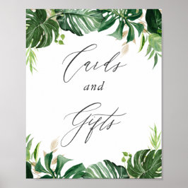 Poster Placas de Cartões e Presentes de Folhas Tropicais 