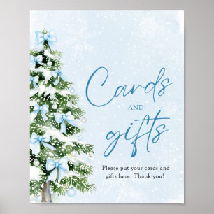 Poster Placas de cartões e presentes de Natal com laços a