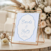 Placas de cartões e presentes em azul vintage com