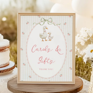 Poster Placas de cartões e presentes para chá de bebê do