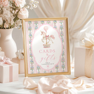 Poster Placas de Cartões e Presentes Rosa de Carrossel