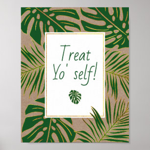 Poster Placas de casamento de folhas tropicais verdes Tre