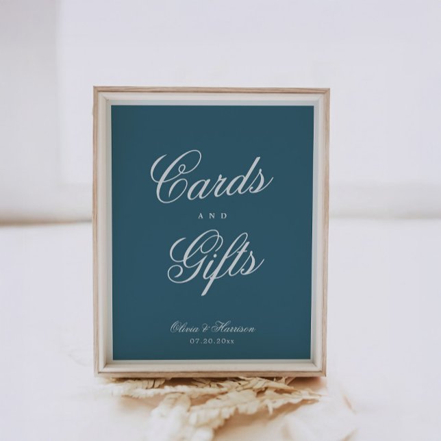 Poster Placas de casamento e presentes azul naval elegant (Criador carregado)