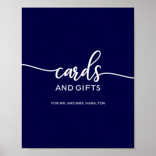 Poster Placas de casamento elegantes em azul naval e pres