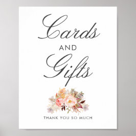Póster Placas de Casamento Floral Cor-de-Rosa e Sinal de 
