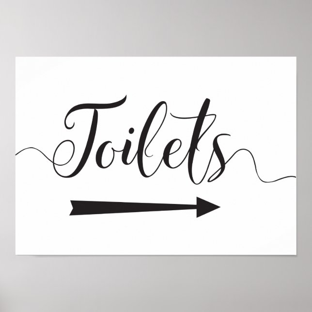 Poster Placas de Direção para Banheiros de Casamento Seta (Frente)
