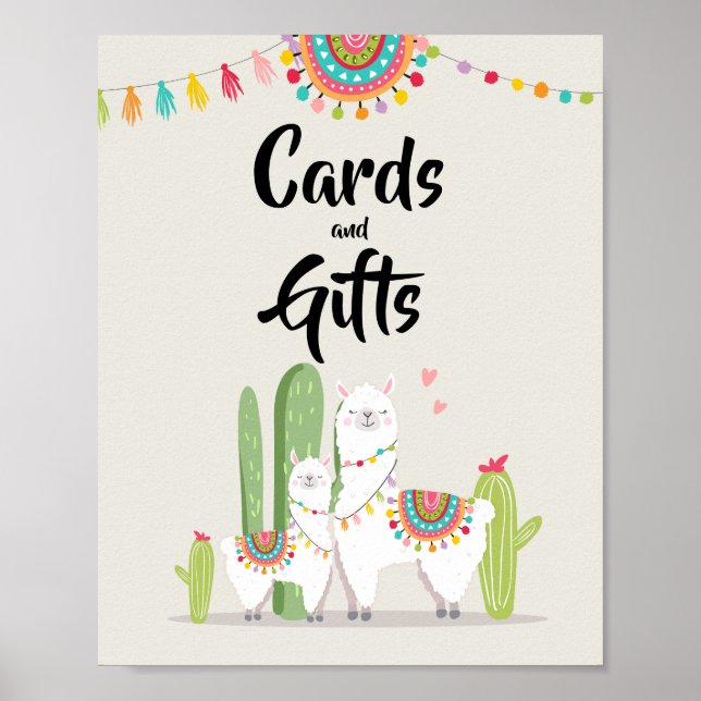 Poster Placas de Festa de Llama para Chá de Bebê com Cart (Frente)