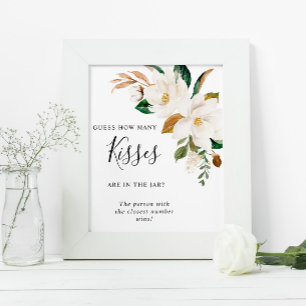 Poster Placas de Flores Brancas Quantos Beijos