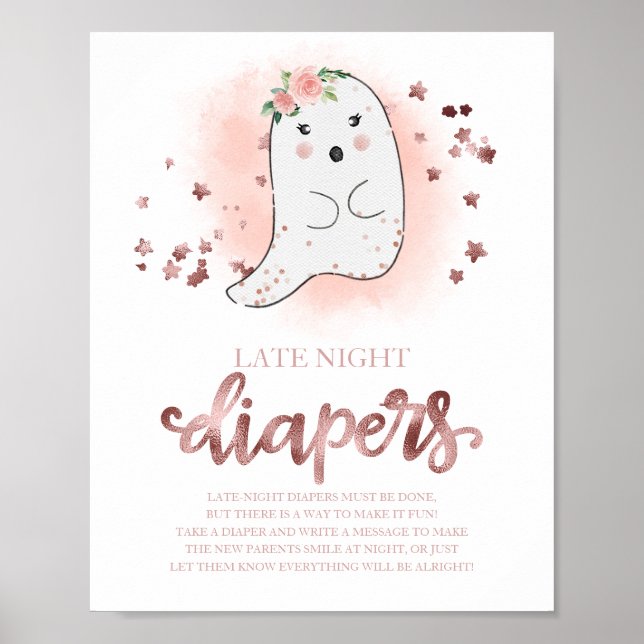 Poster Placas de Jogo de Chá de Bebê para Fraldas Noturna (Frente)