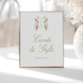 Poster Placas de Monograma Floral em Cascata para Cartões