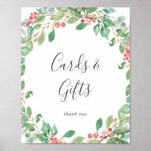 Poster Placas de Natal de Folhagens, Coroas, Cartões e Pr