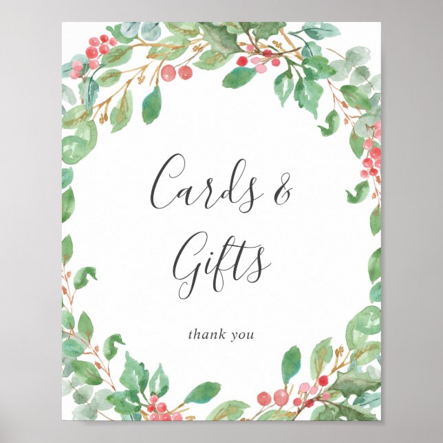 Poster Placas de Natal de Folhagens, Coroas, Cartões e Pr (Frente)