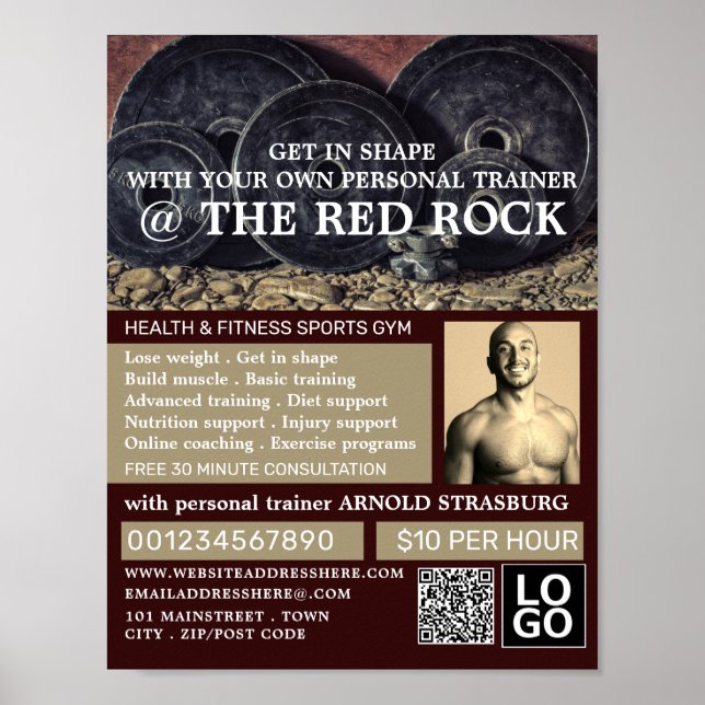 Poster Placas De Peso, Treinador Pessoal, Publicidade De  (Frente)