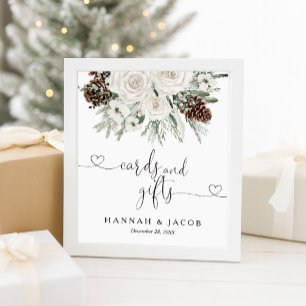 Poster Placas de pinheiro de inverno Elegante e Sinal de