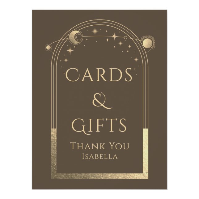 Póster Placas de Presentes Cartões Celestiais Dourado Moc (Frente)