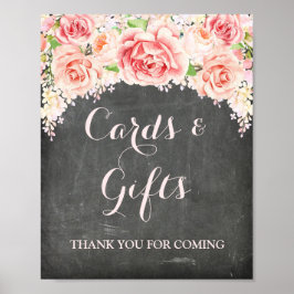 Poster Placas de Presentes de Cartões Rosa Floral de Lous