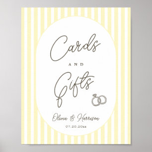 Poster Placas de Presentes e Cartões Listrados de Amarelo