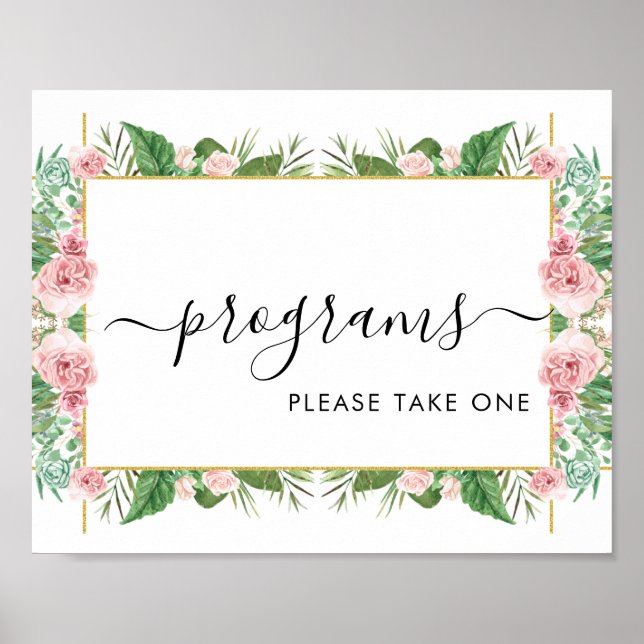 Poster Placas de Programas de Rosas Por Favor Pegue Um  (Frente)
