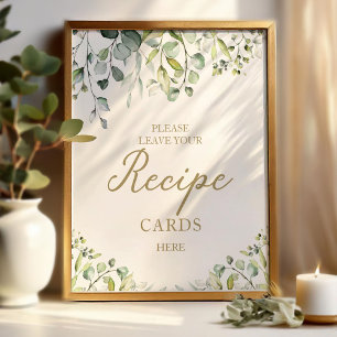 Poster Placas de Receita de Chuveiro Nupcial de Folhagem