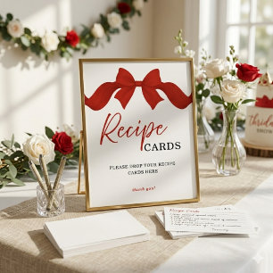 Poster Placas de Receita de Laço Vermelho Simples para Ch