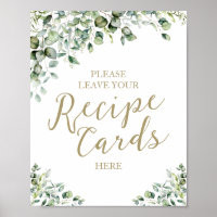 Placas de Receita para Chá de Noiva com Verde Foli