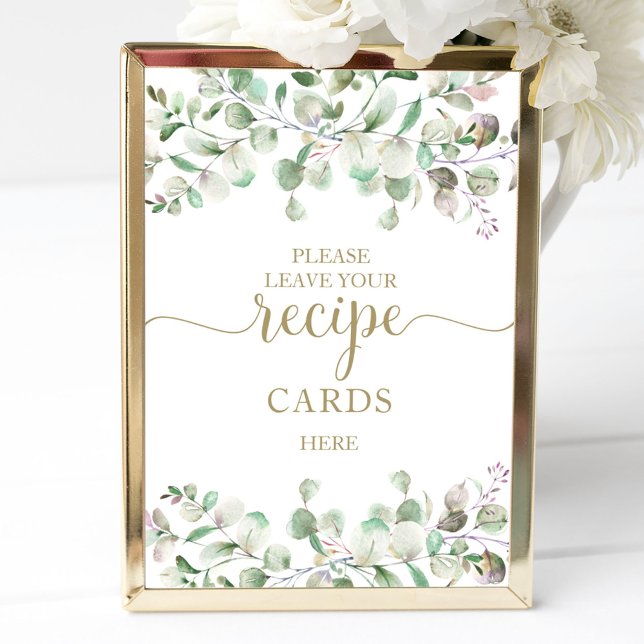 Poster Placas de Receitas de Chuveiro de Noiva com Folhag (Criador carregado)
