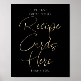 Poster Placas de Receitas Sinal de Chá de Noiva Preto e D