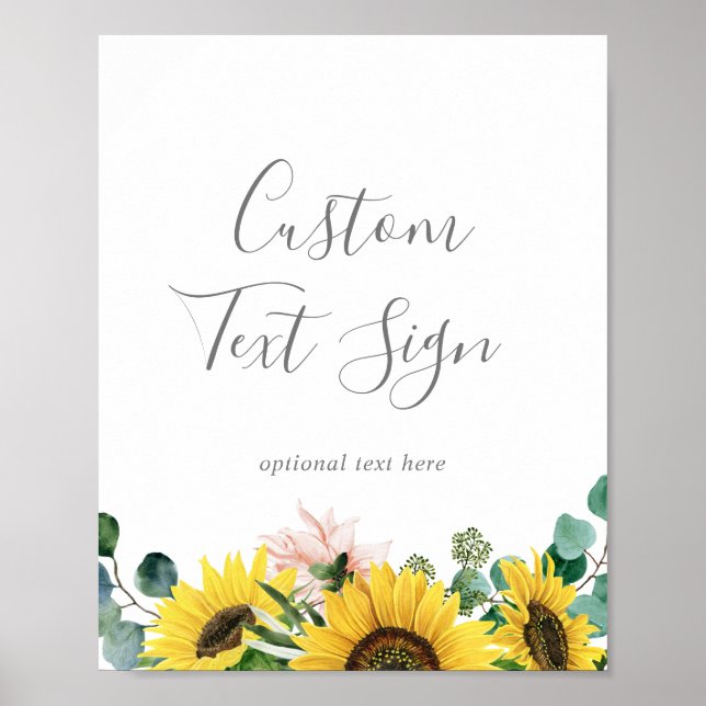 Poster Placas de Texto Personalizado Rustic Sunflower Car (Frente)