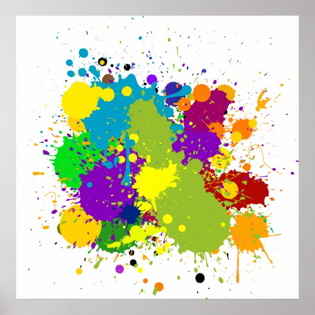 Póster Placas de tinta coloridas (Frente)