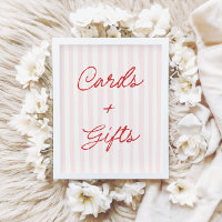 Placas e Presentes com Listras Rosa e Vermelho