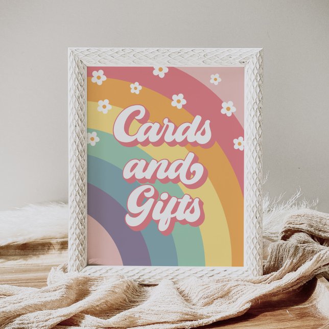 Poster Placas e presentes de aniversário do Rainbow Daisy (Criador carregado)