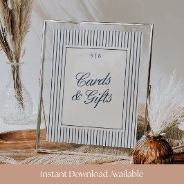 Poster Placas e Presentes de Casamento com Listras Finas